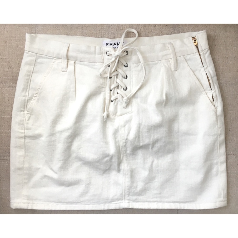 NEW FRAME Denim Lace Up Skirt